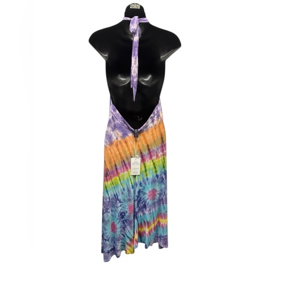 NWT.  1X/2X    Sacred Threads Multicolor Tie-Dye Halter Dress.  LG/GR/GR - Picture 3 of 5
